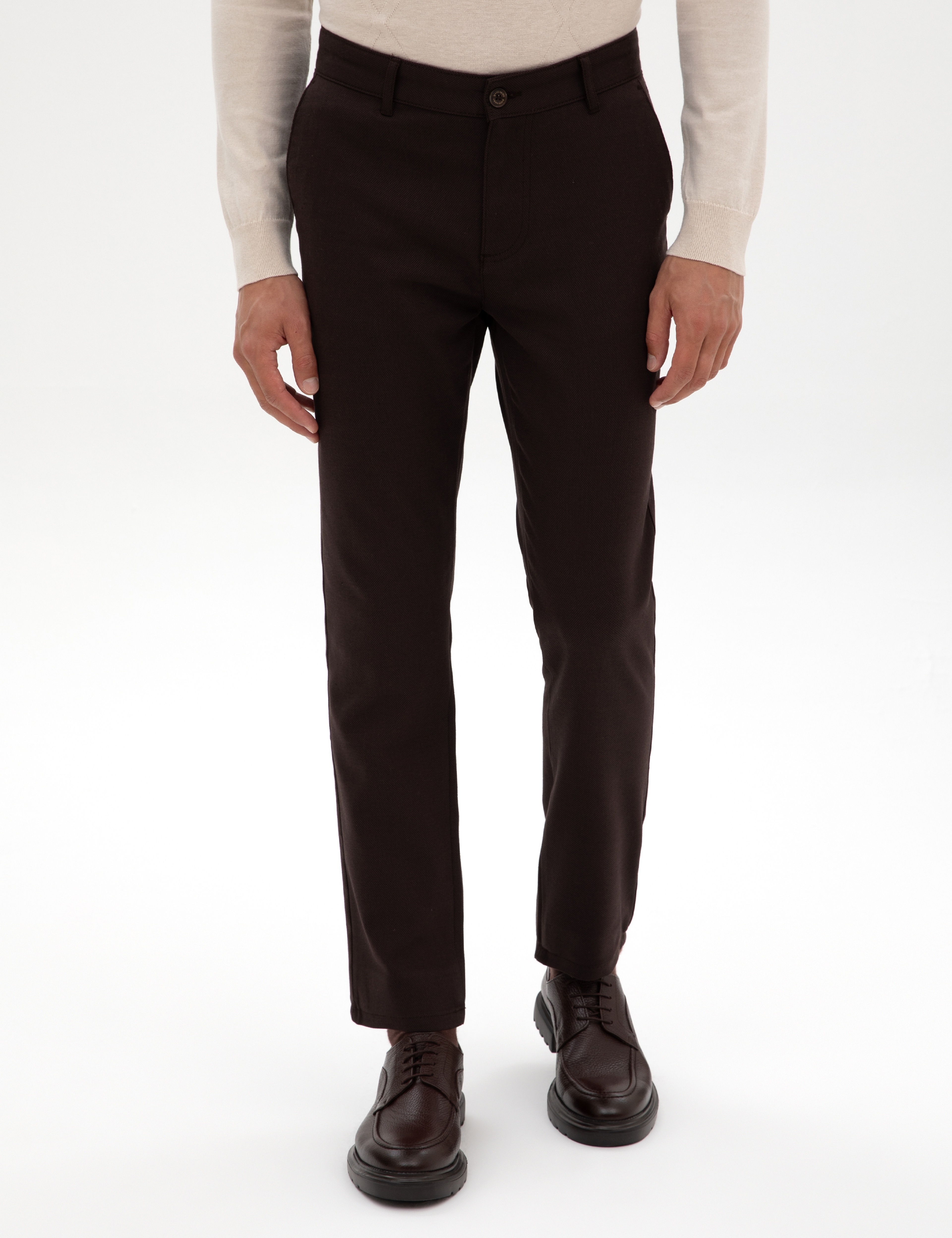 Kahverengi Slim Fit Kanvas Pantolon - Image 2