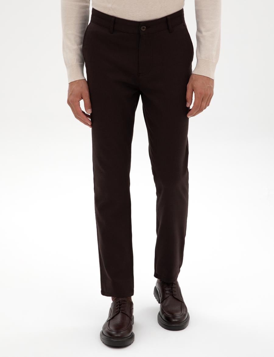 Kahverengi Slim Fit Kanvas Pantolon