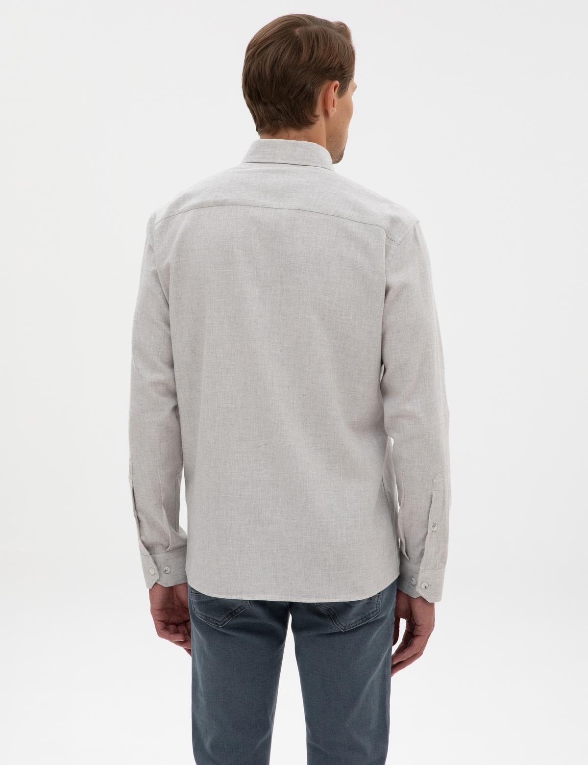 Açık Gri Regular Fit Uzun Kollu Gömlek - 50311380129