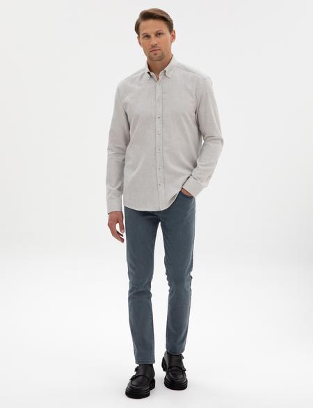 Açık Gri Regular Fit Uzun Kollu Gömlek - 50311380129
