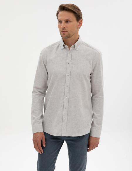 Açık Gri Regular Fit Uzun Kollu Gömlek - 50311380129