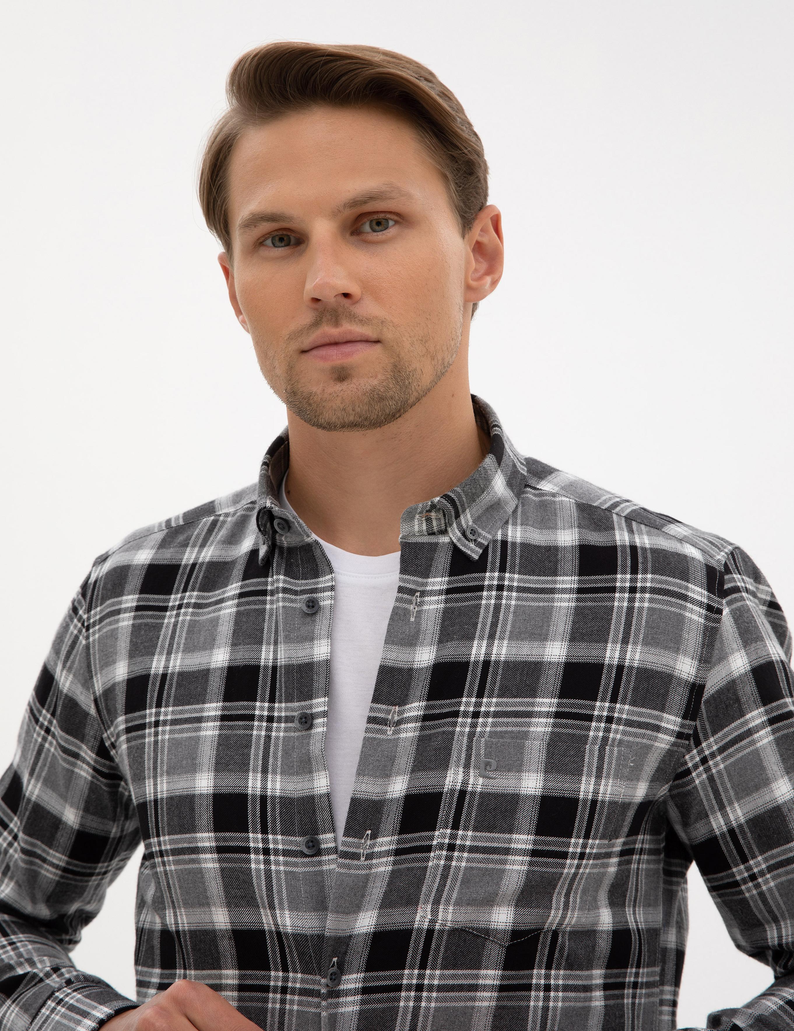 Siyah Oduncu Ekose Regular Fit Uzun Kollu Gömlek