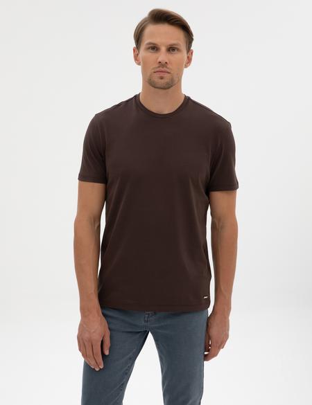 Kahverengi Slim Fit Basic Tişört - 50320102047