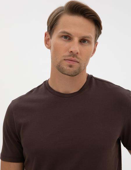 Kahverengi Slim Fit Basic Tişört - 50320102047