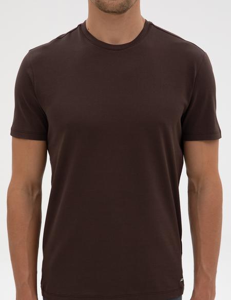 Kahverengi Slim Fit Basic Tişört - 50320102047