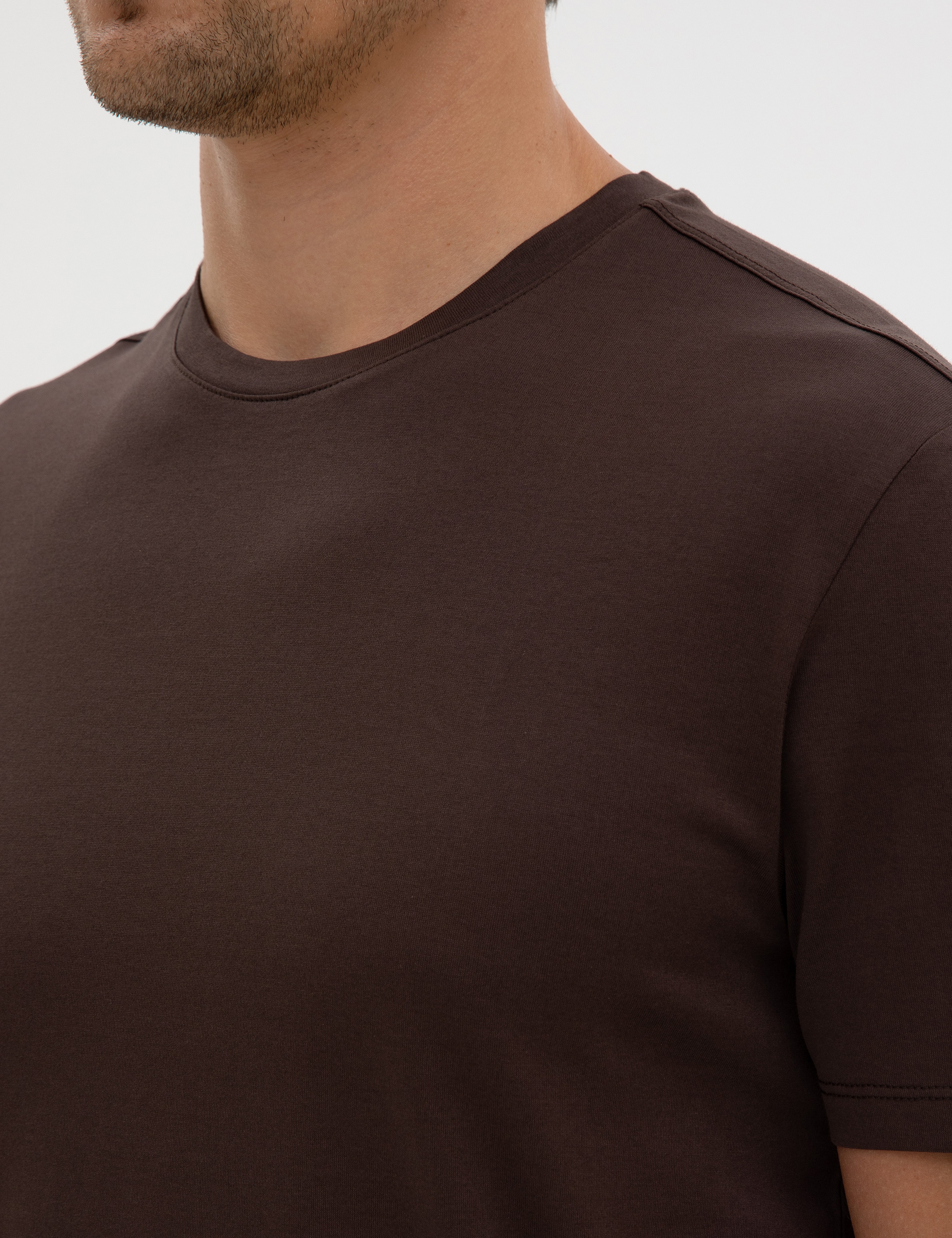 Kahverengi Slim Fit Basic Tişört - Image 7
