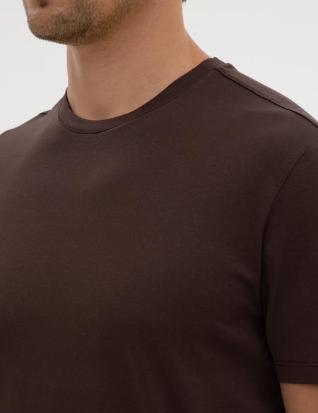 Kahverengi Slim Fit Basic Tişört - 50320102047