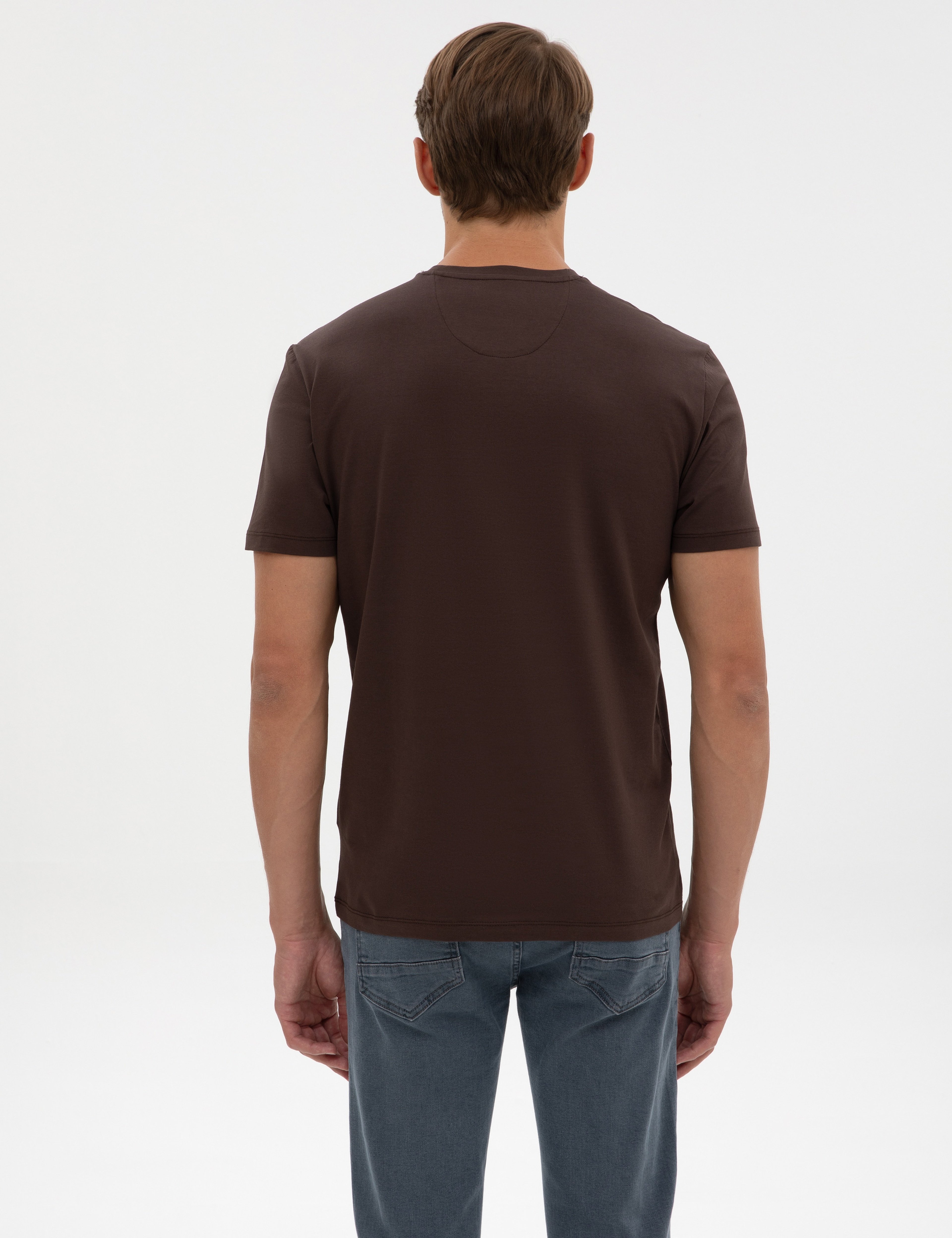 Kahverengi Slim Fit Basic Tişört