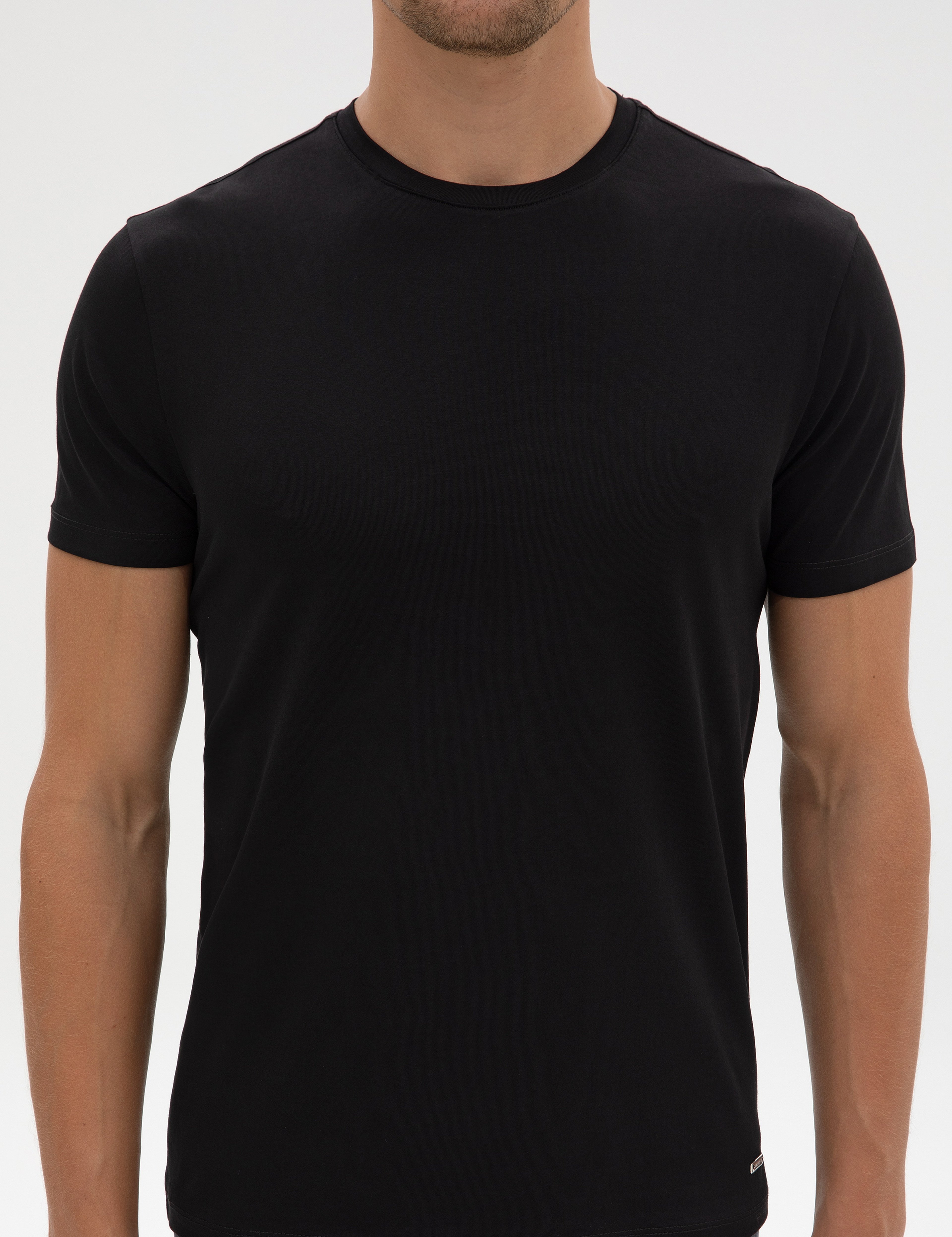Siyah Slim Fit Basic Tişört - Image 6