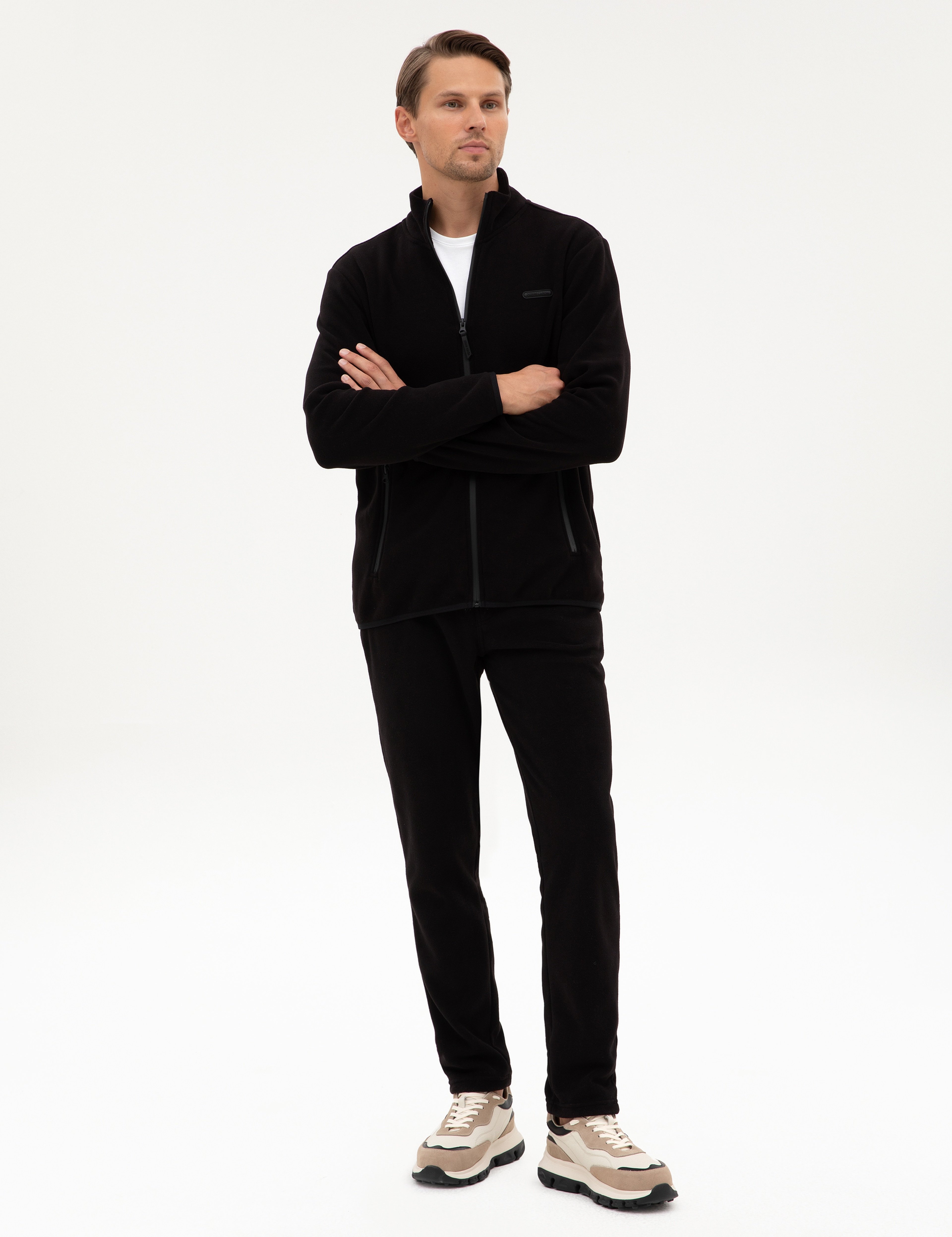 Siyah Regular Fit Polar Hırka - Image 4