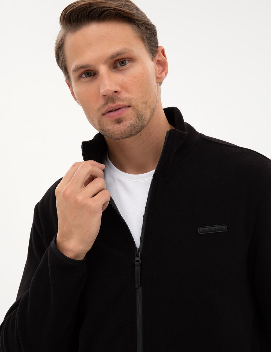 Siyah Regular Fit Polar Hırka