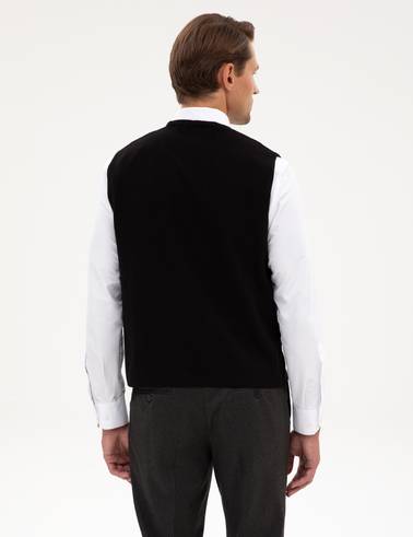 Siyah Slim Fit V Yaka Triko Yelek