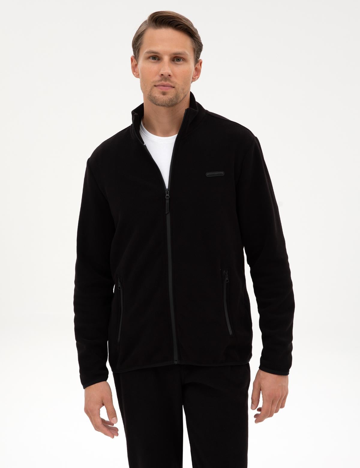 Siyah Regular Fit Polar Hırka