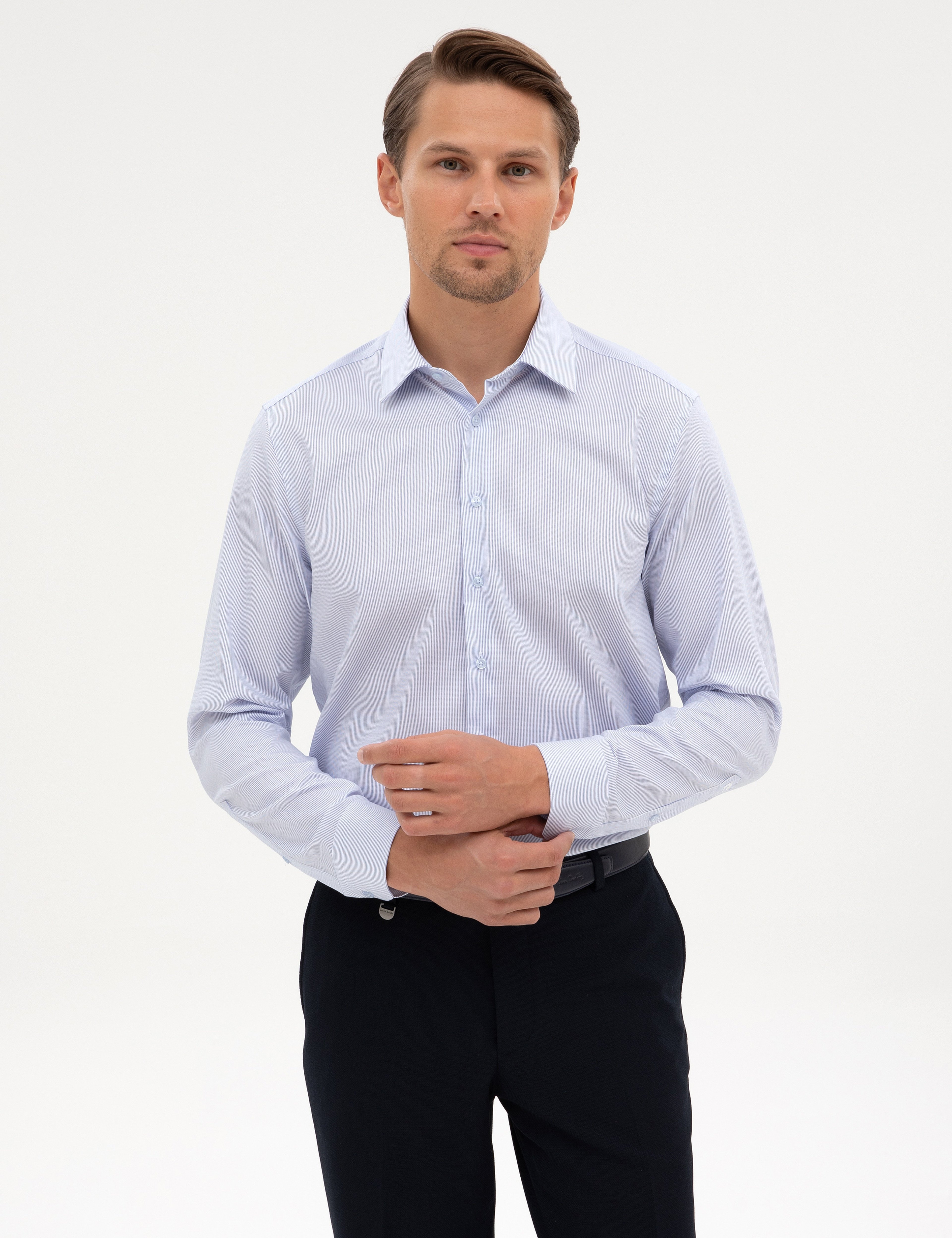 Açık Mavi Non Iron Kolay Ütülenebilir Slim Fit Gömlek