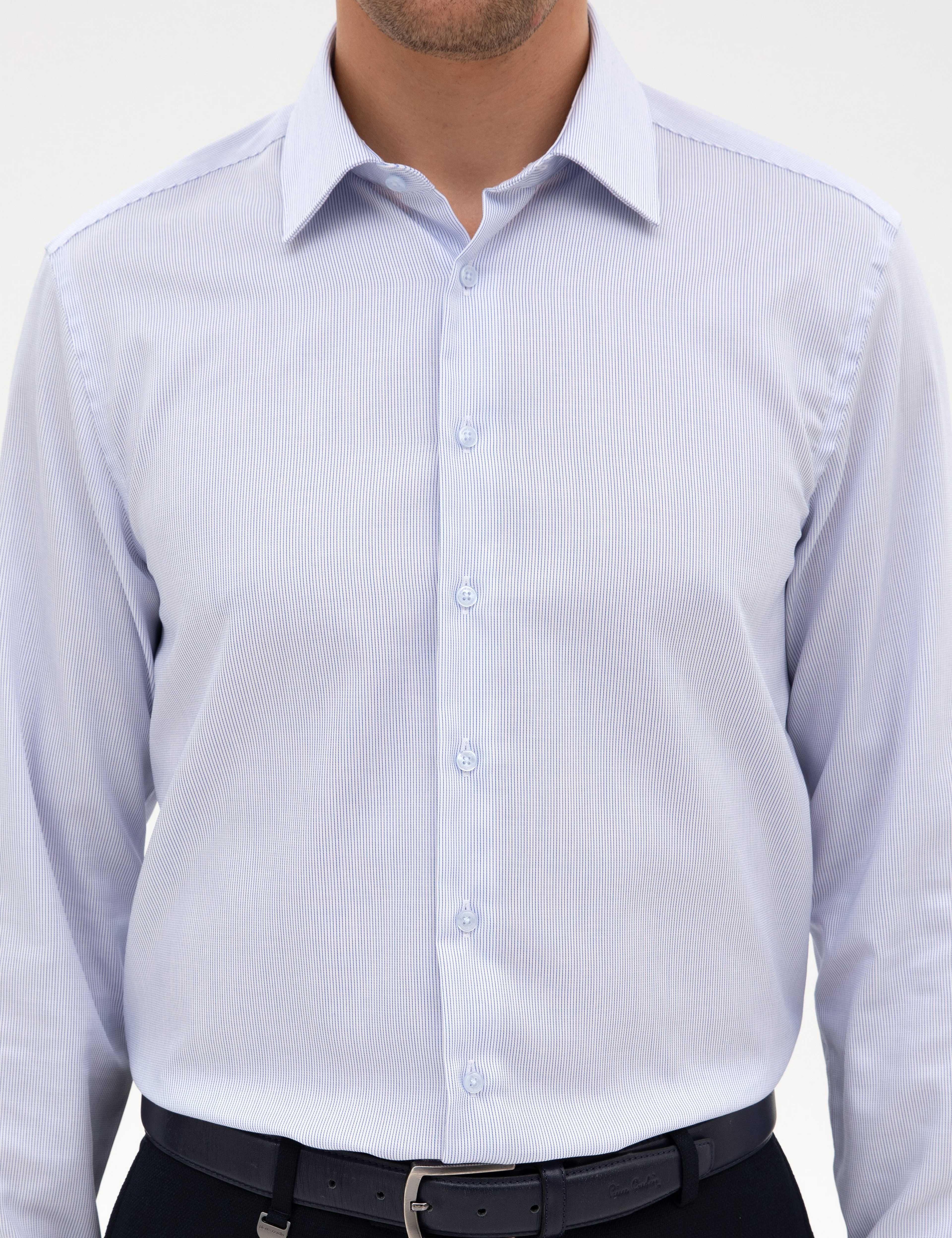 Açık Mavi Non Iron Kolay Ütülenebilir Slim Fit Gömlek - Image 6
