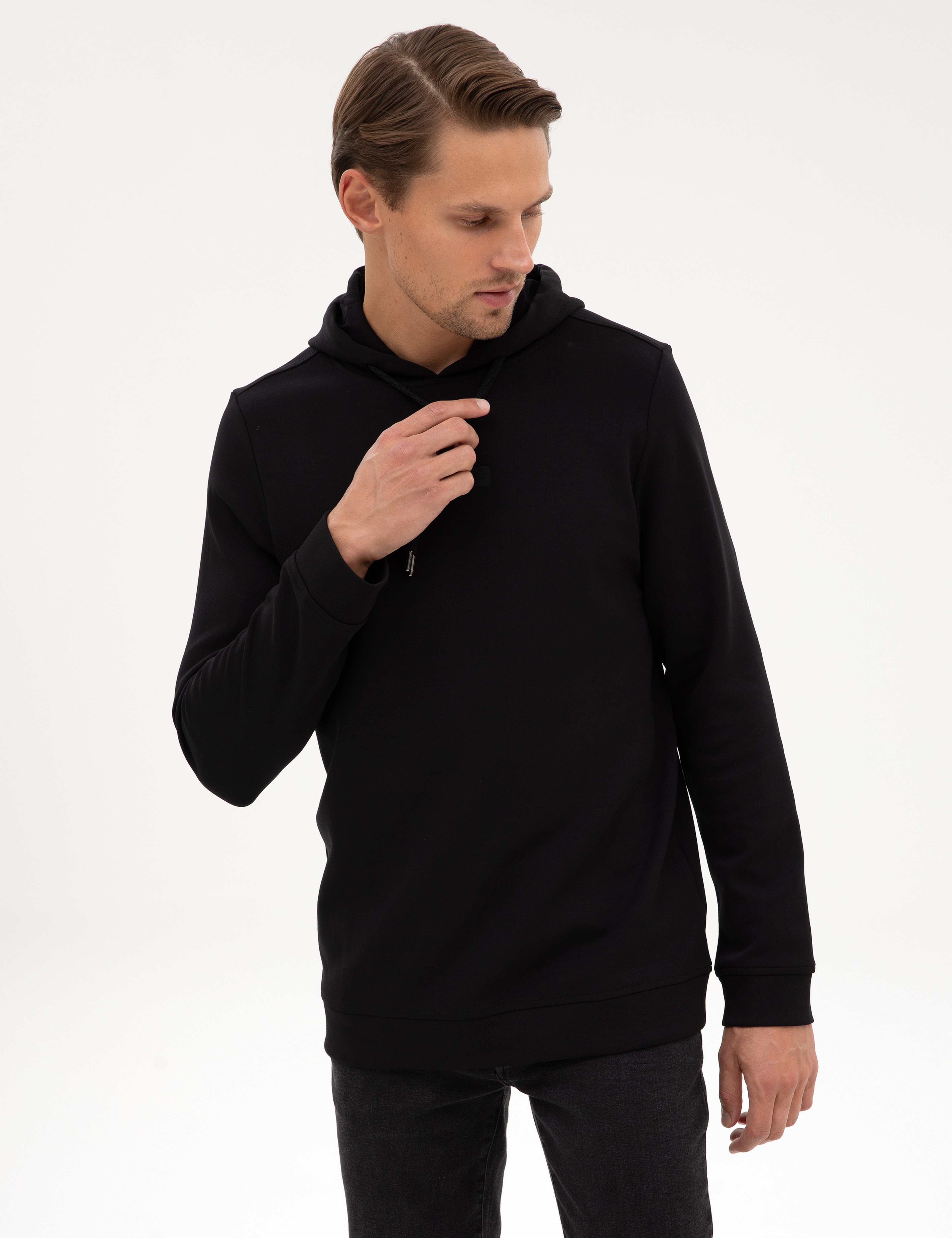 Siyah Regular Fit Sweatshirt - Image 3