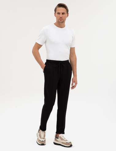 Siyah Slim Fit Duble Paça Eşofman Altı