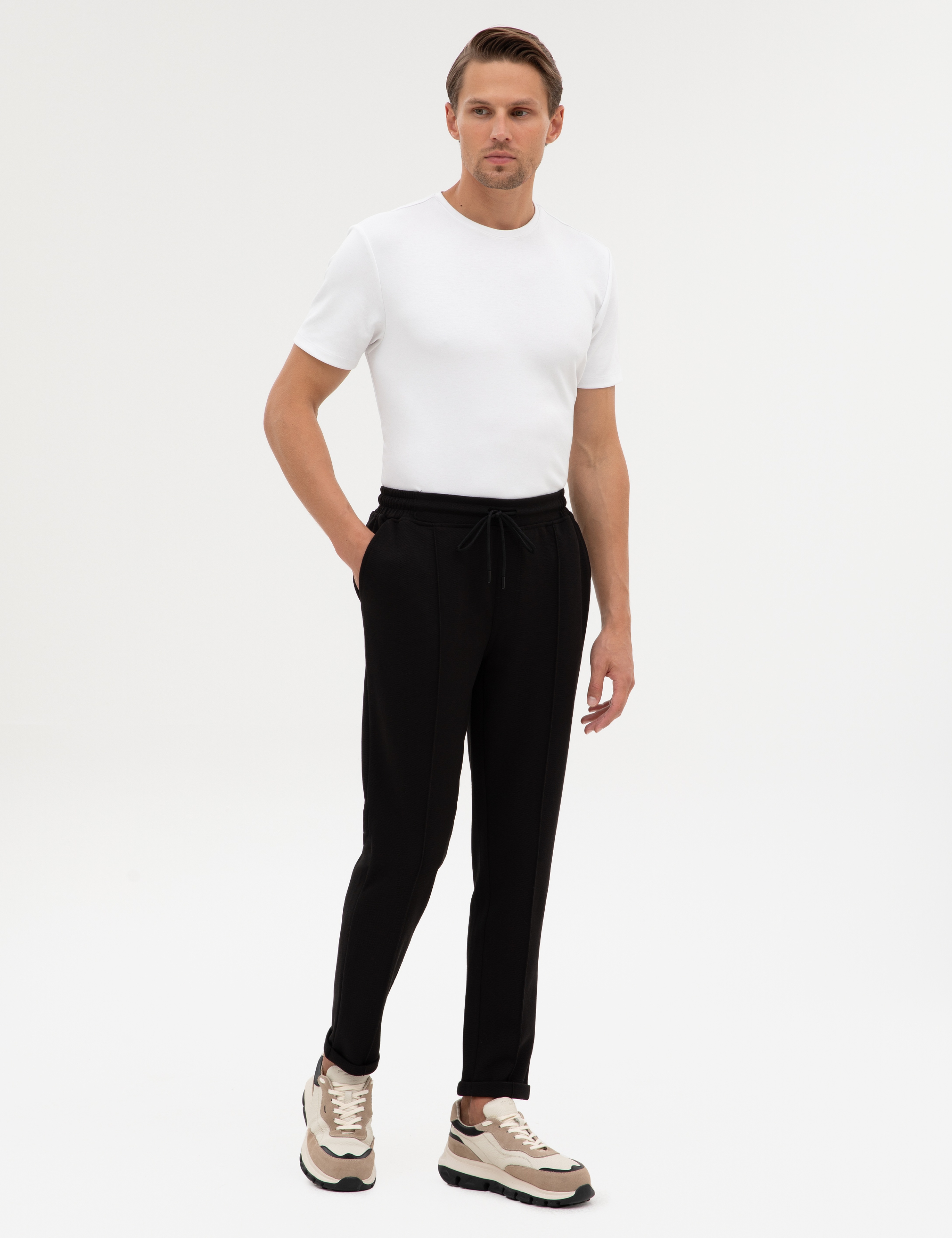 Siyah Slim Fit Duble Paça Eşofman Altı