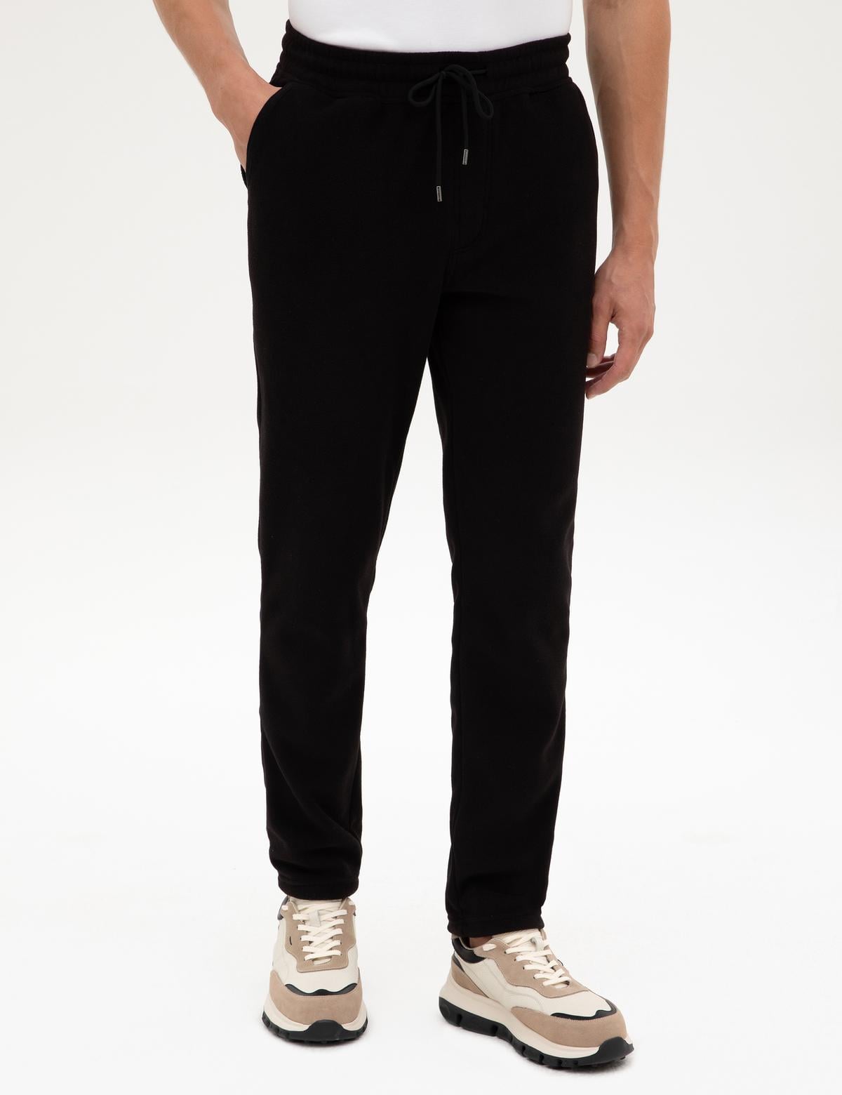 Siyah Slim Fit Polar Eşofman Altı - 50317690008