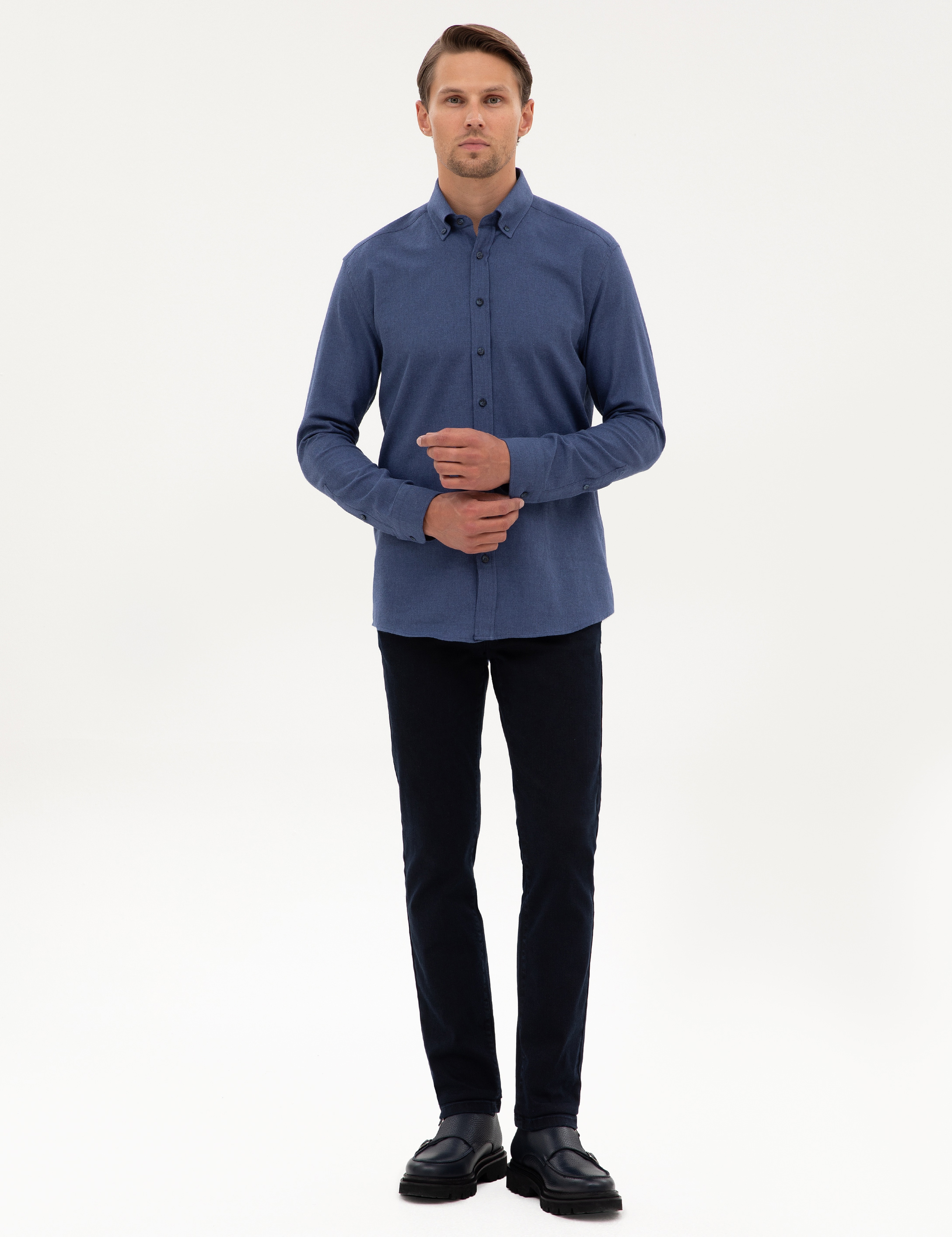 İndigo Regular Fit Uzun Kollu Gömlek - Image 4