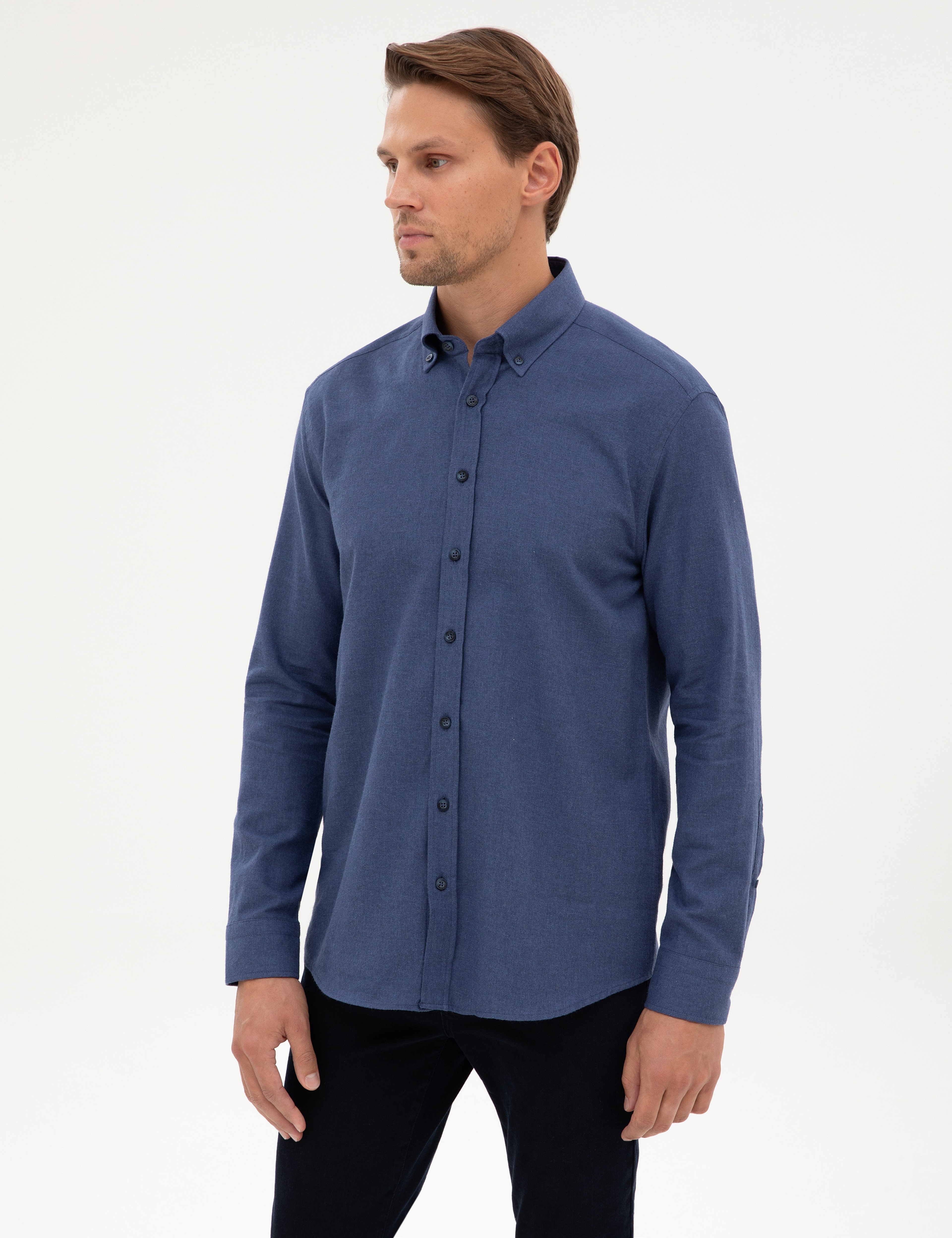 İndigo Regular Fit Uzun Kollu Gömlek - Image 3