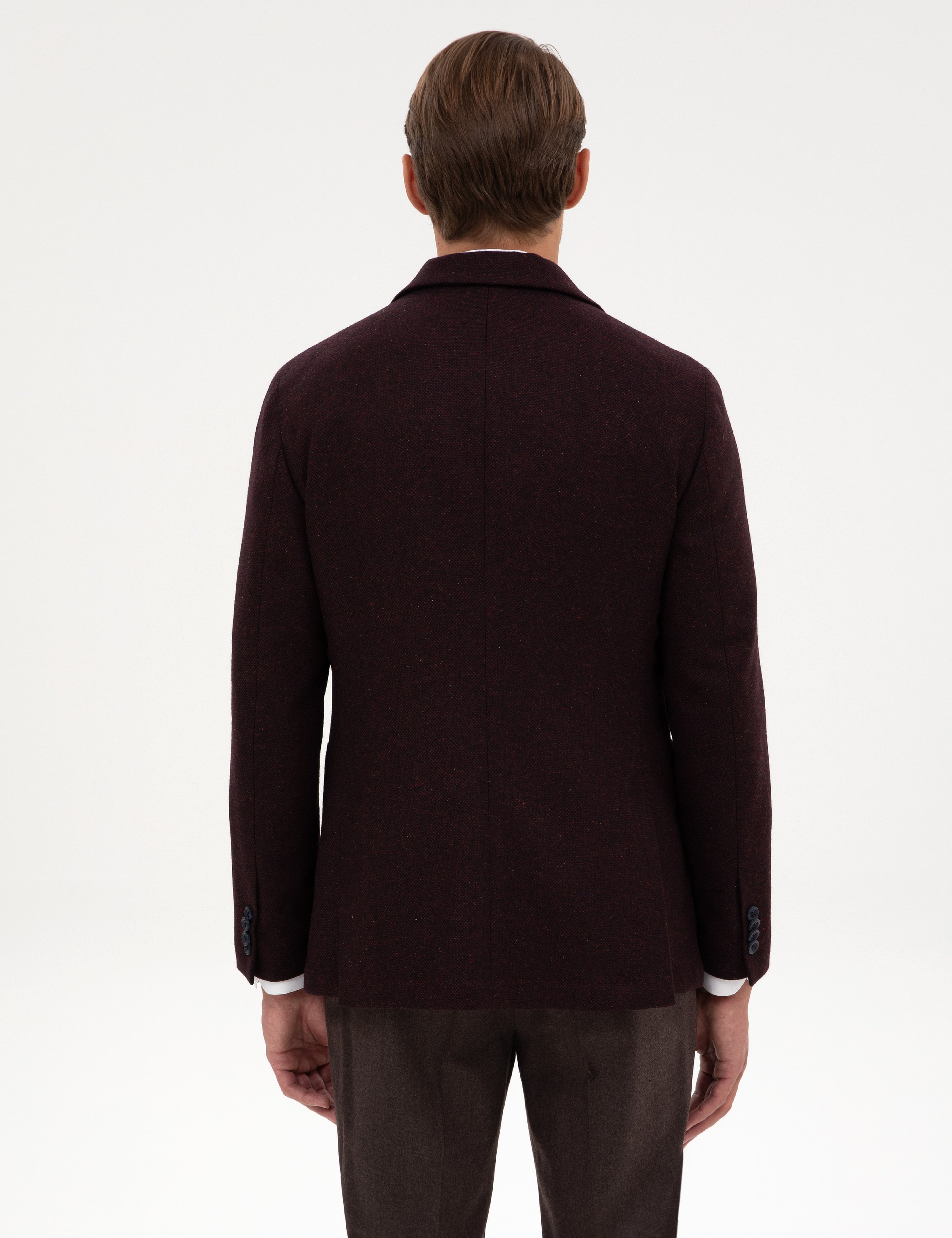Bordo Slim Fit Yün Karışımlı Ceket