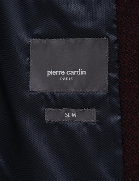 Bordo Slim Fit Yün İpek Karışımlı Ceket - 50311227071