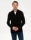 Siyah Slim Fit Dik Yaka Fermuarlı Triko Kazak