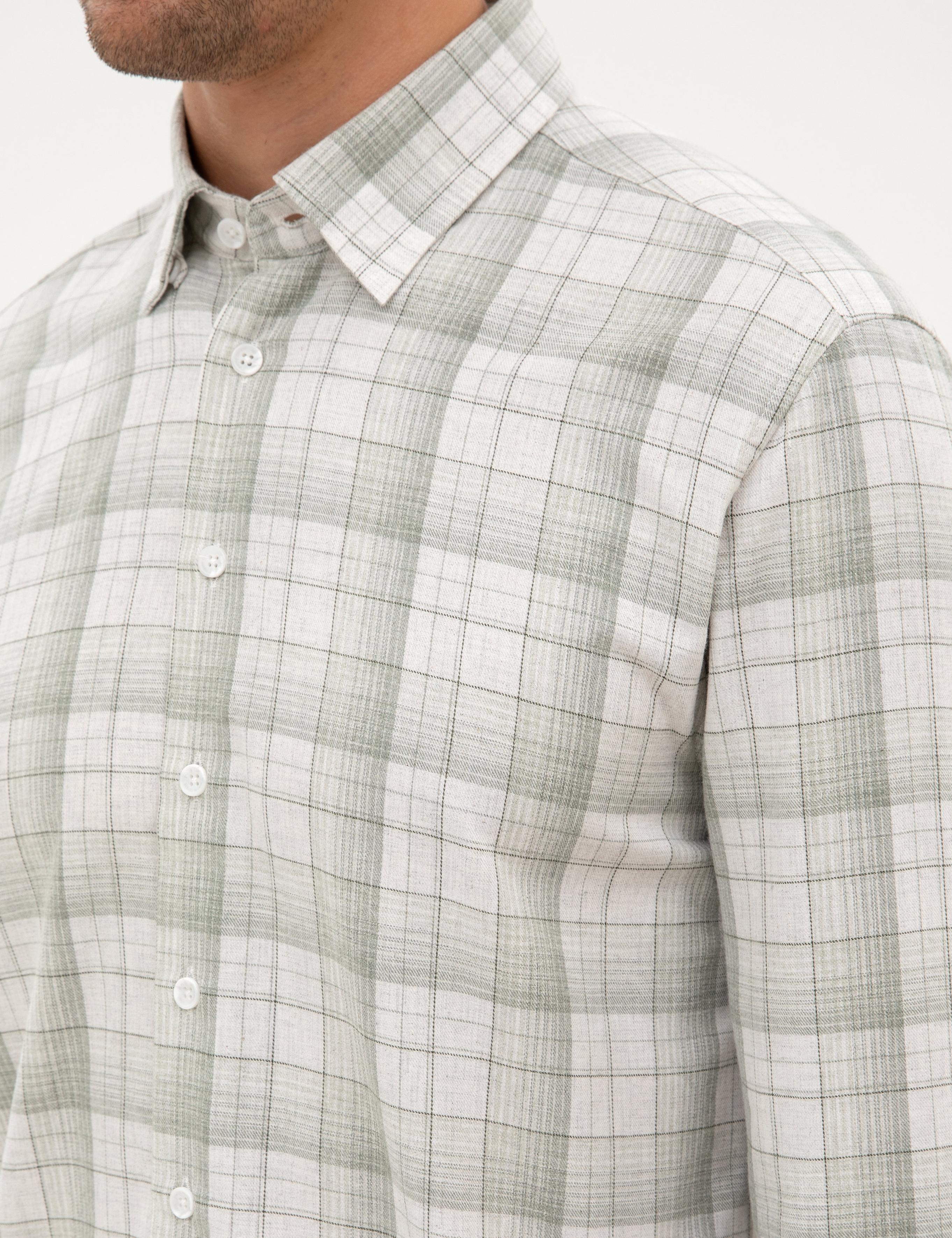 Yeşil Ekose Regular Fit Uzun Kollu Gömlek