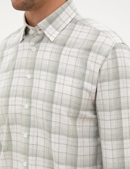 Yeşil Ekose Regular Fit Uzun Kollu Gömlek - 50312359006