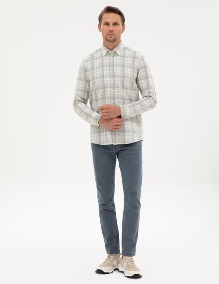 Yeşil Ekose Regular Fit Uzun Kollu Gömlek - 50312359006