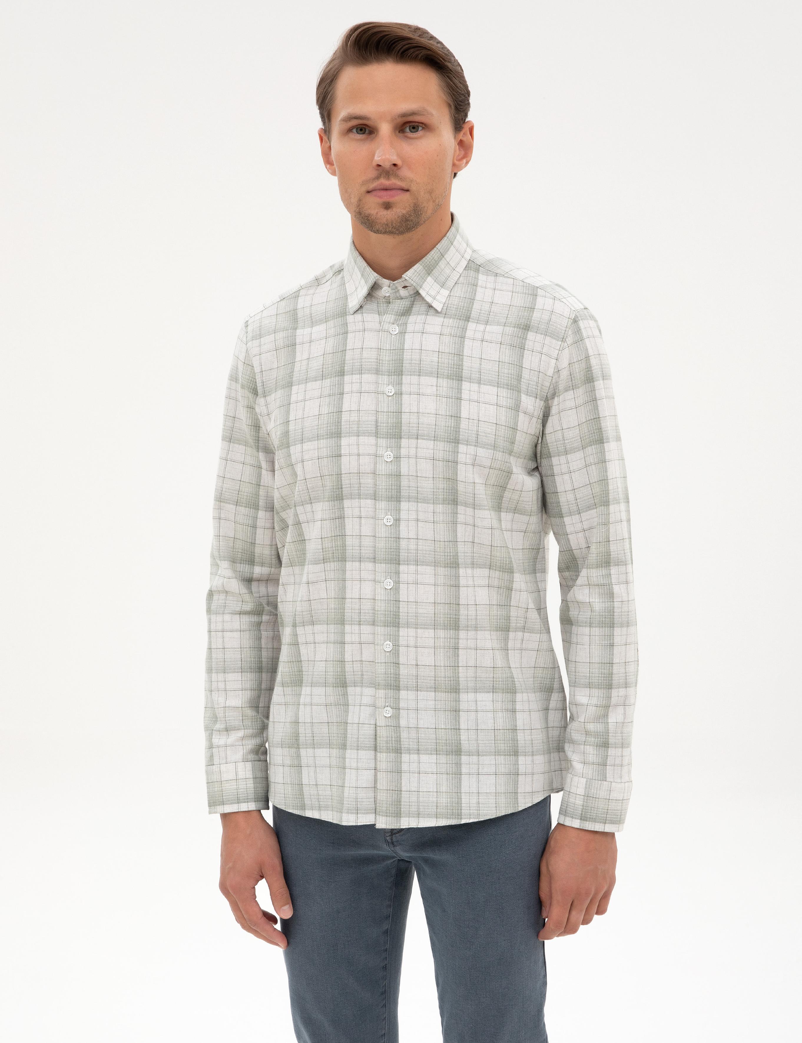 Yeşil Ekose Regular Fit Uzun Kollu Gömlek