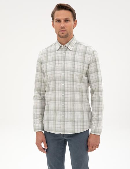 Yeşil Ekose Regular Fit Uzun Kollu Gömlek - 50312359006