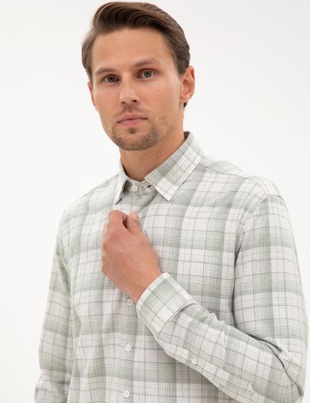 Yeşil Ekose Regular Fit Uzun Kollu Gömlek - 50312359006