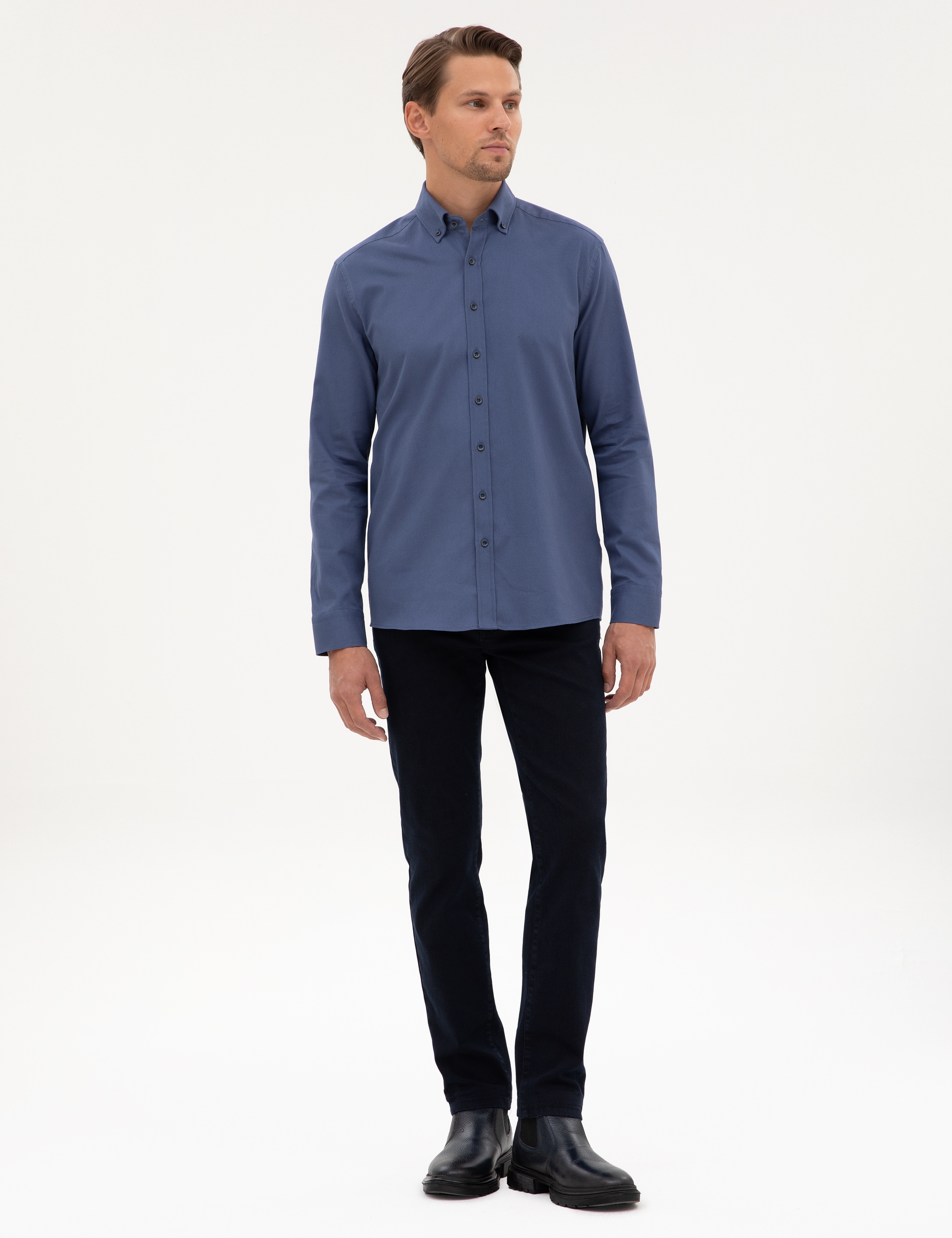 İndigo Regular Fit Uzun Kollu Gömlek - Image 4