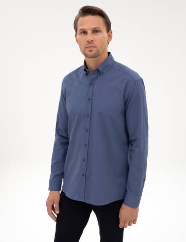 İndigo Regular Fit Uzun Kollu Gömlek