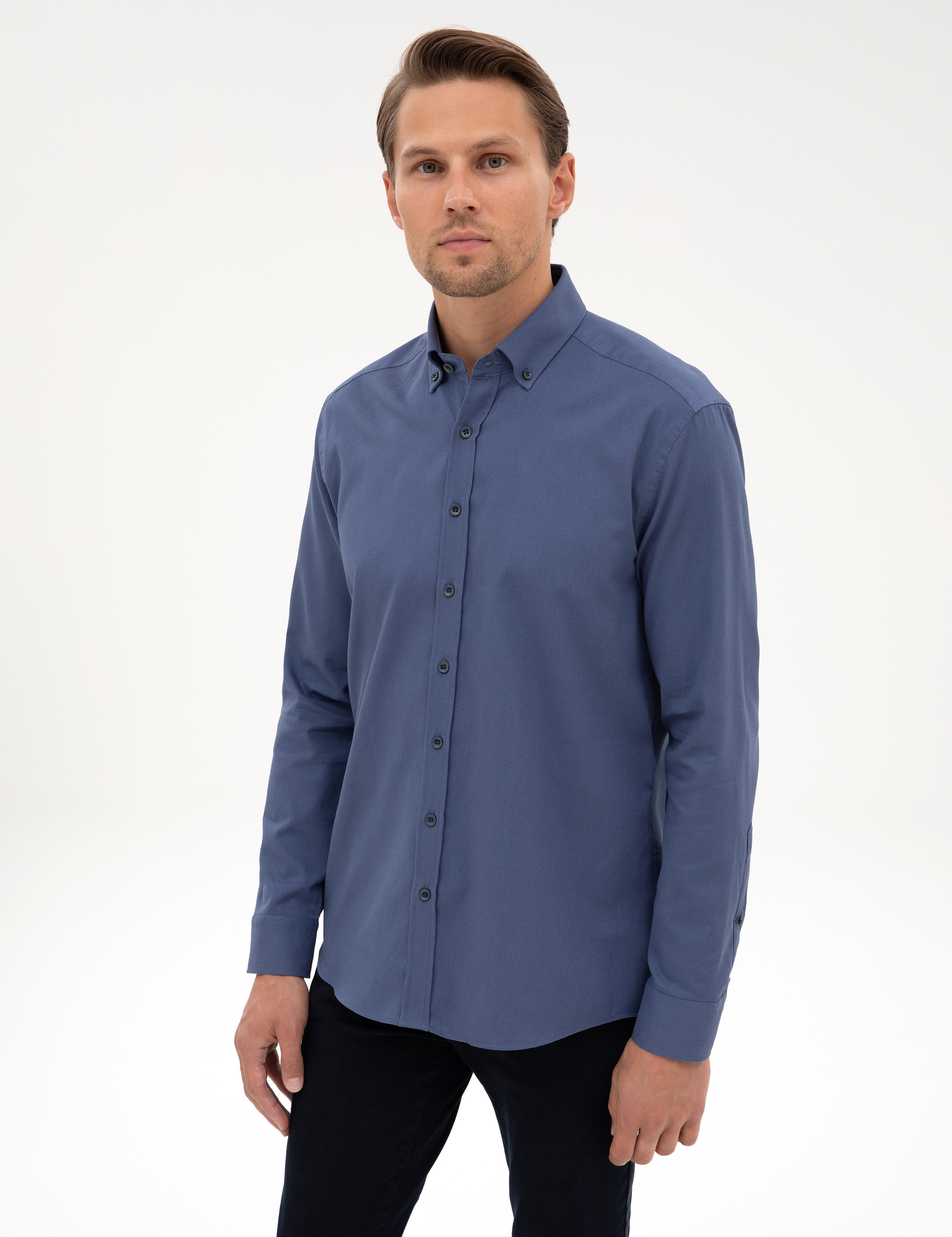 İndigo Regular Fit Uzun Kollu Gömlek - Image 3