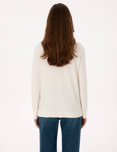 Ekru Slim Fit Triko Hırka