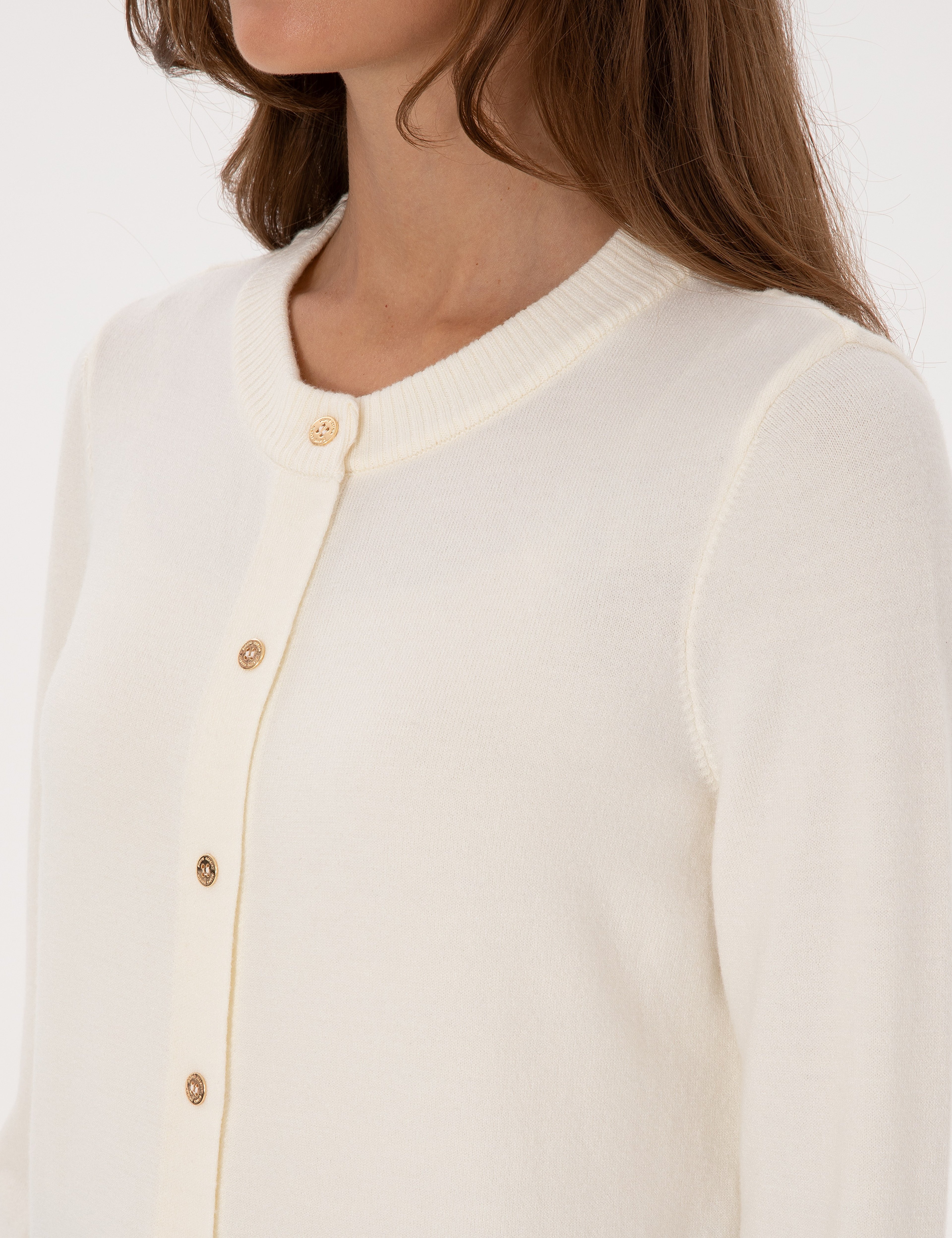 Ekru Slim Fit Triko Hırka - Image 7