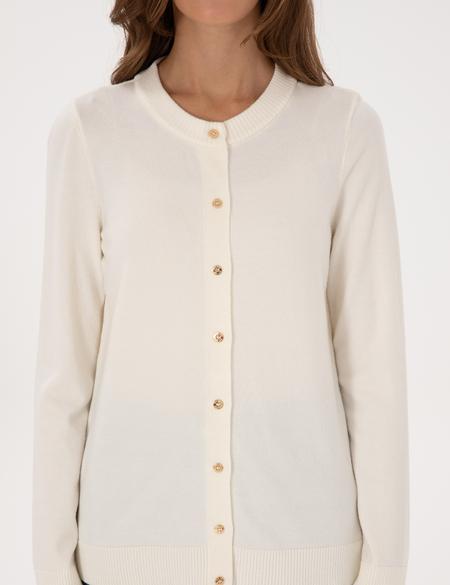 Ekru Slim Fit Triko Hırka - 50316337001