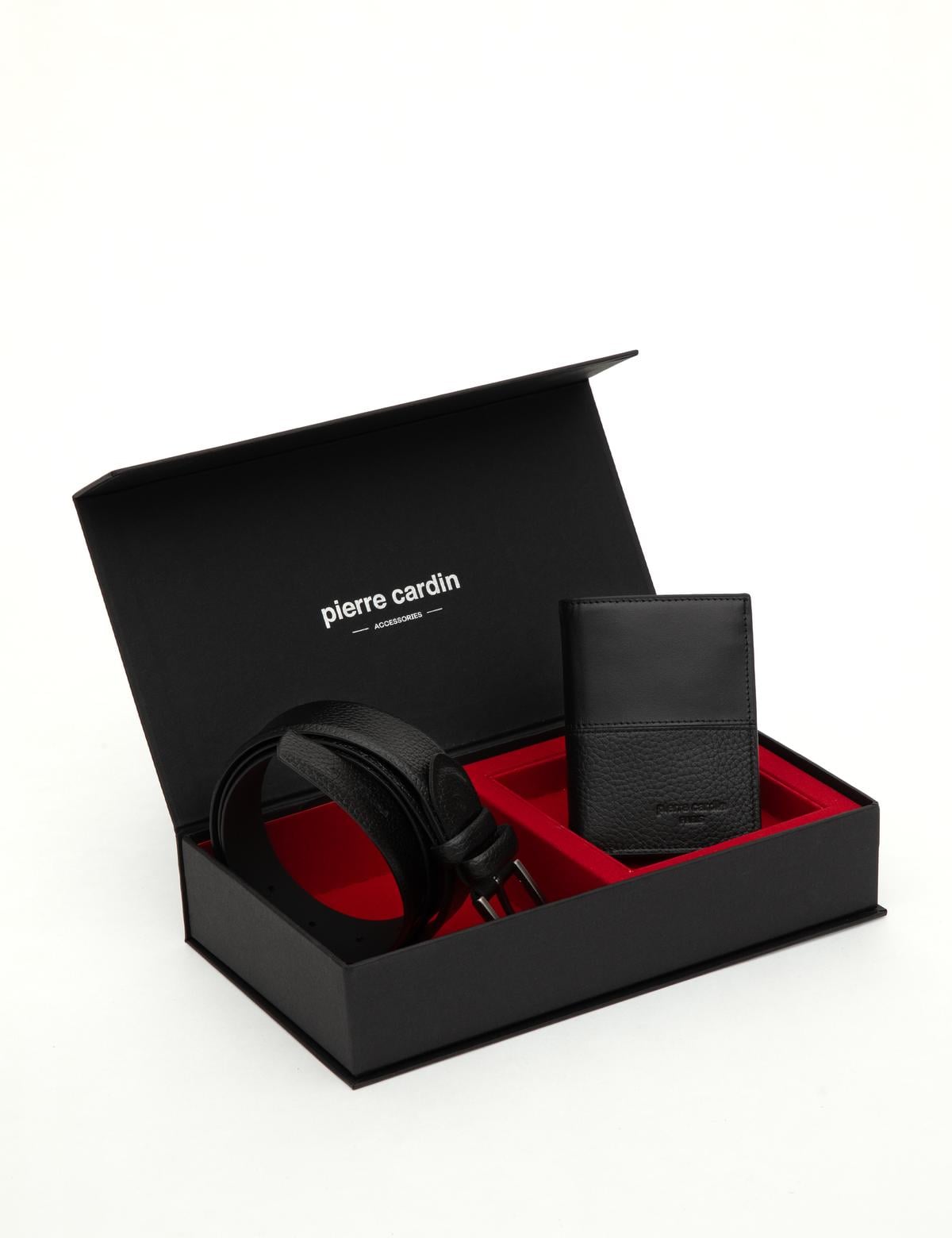 Siyah %100 Deri Kemer & Cüzdan Set