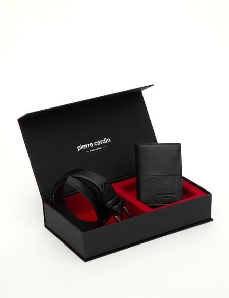 Siyah %100 Deri Kemer & Cüzdan Set - 50319276002