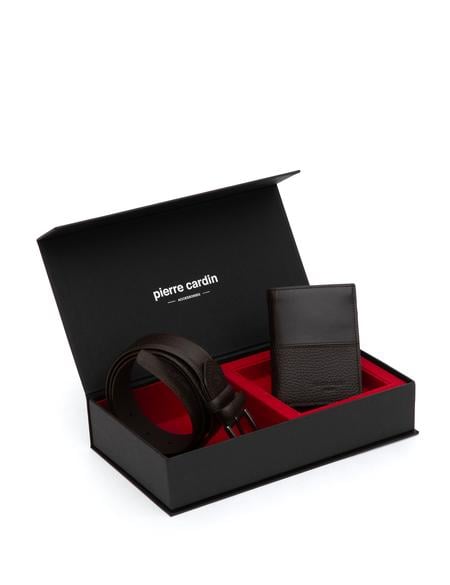 Kahverengi %100 Deri Kemer & Cüzdan Set - 50319276001