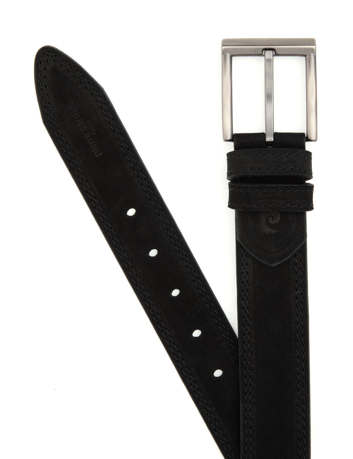 Siyah %100 Deri Kemer & Cüzdan Set - 50319275002