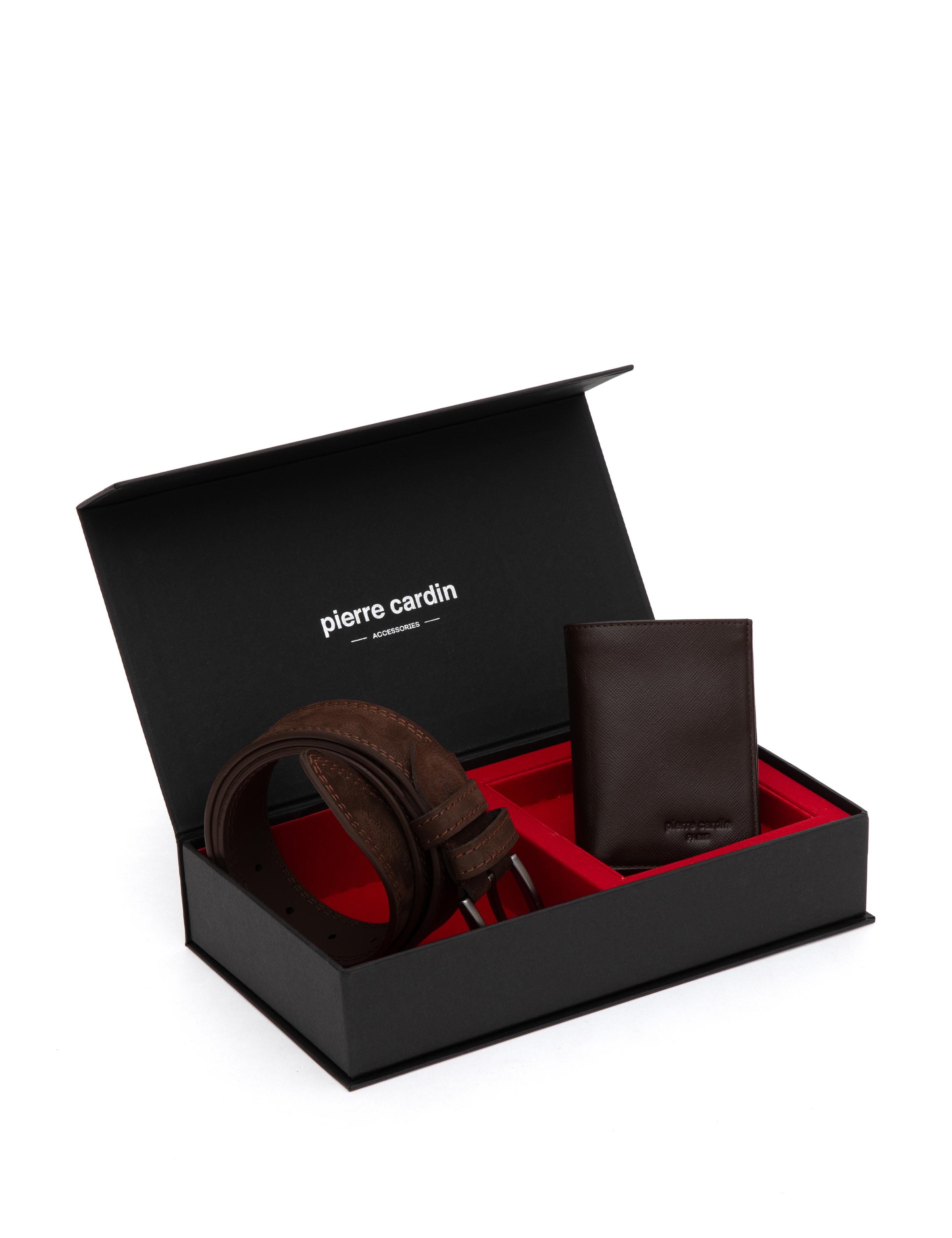 Kahverengi %100 Deri Kemer & Cüzdan Set