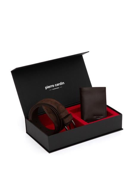 Kahverengi %100 Deri Kemer & Cüzdan Set - 50319275003