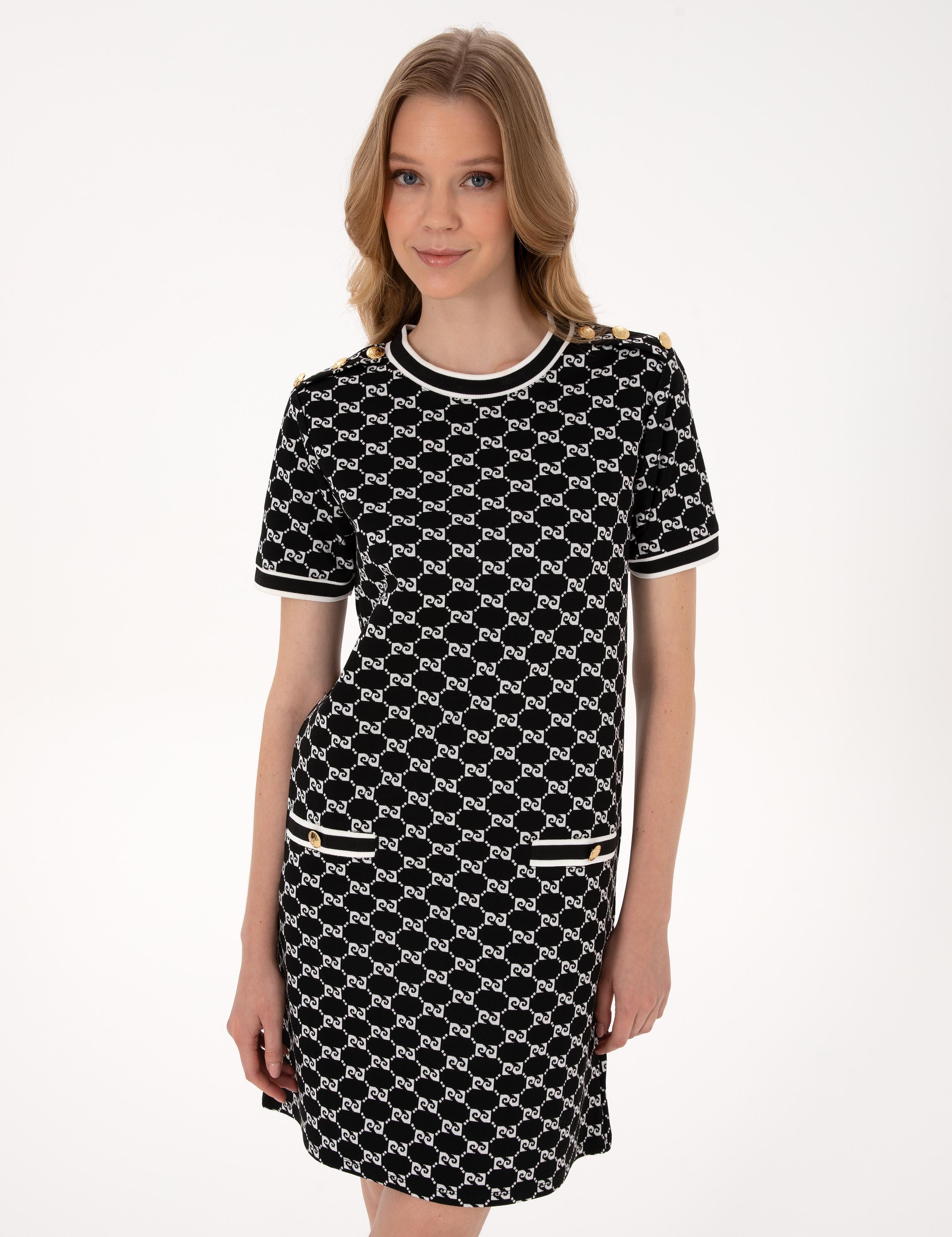 Siyah A Kesim Örme Elbise