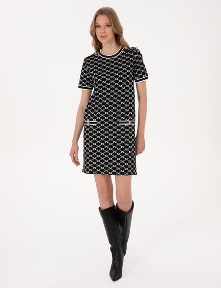 Siyah A Kesim Örme Elbise - 50314255015