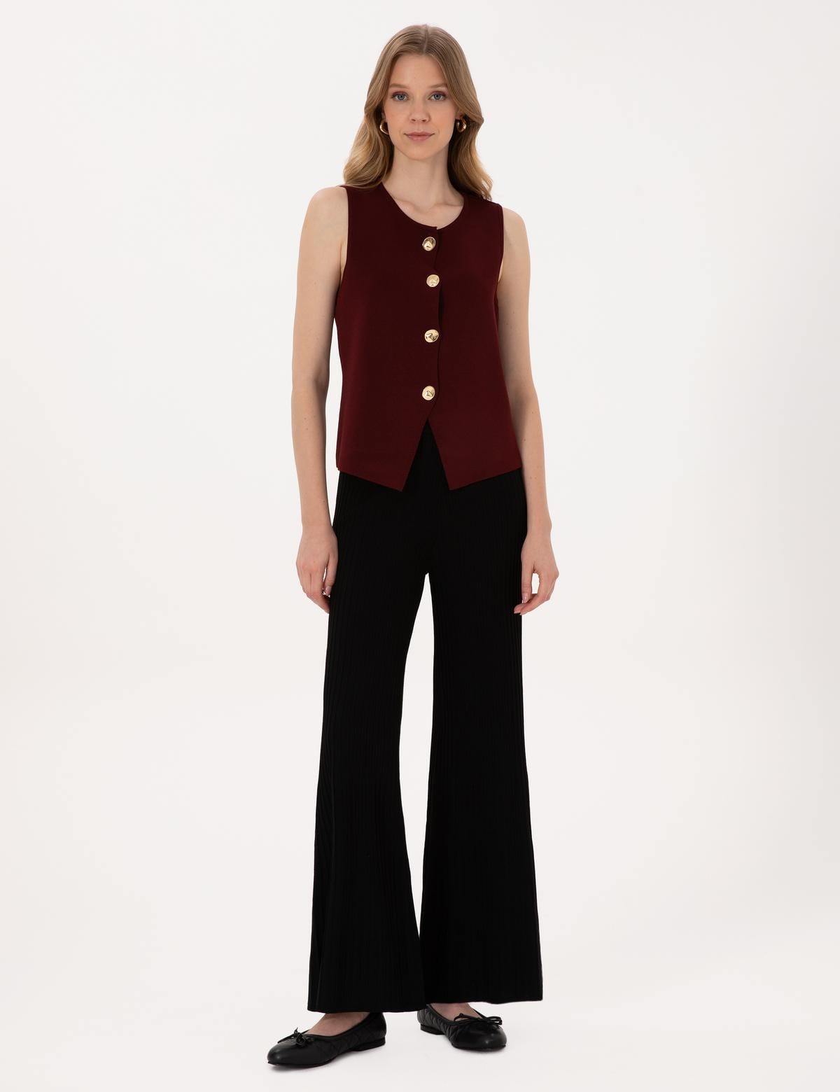 Siyah Loose Fit Triko Pantolon