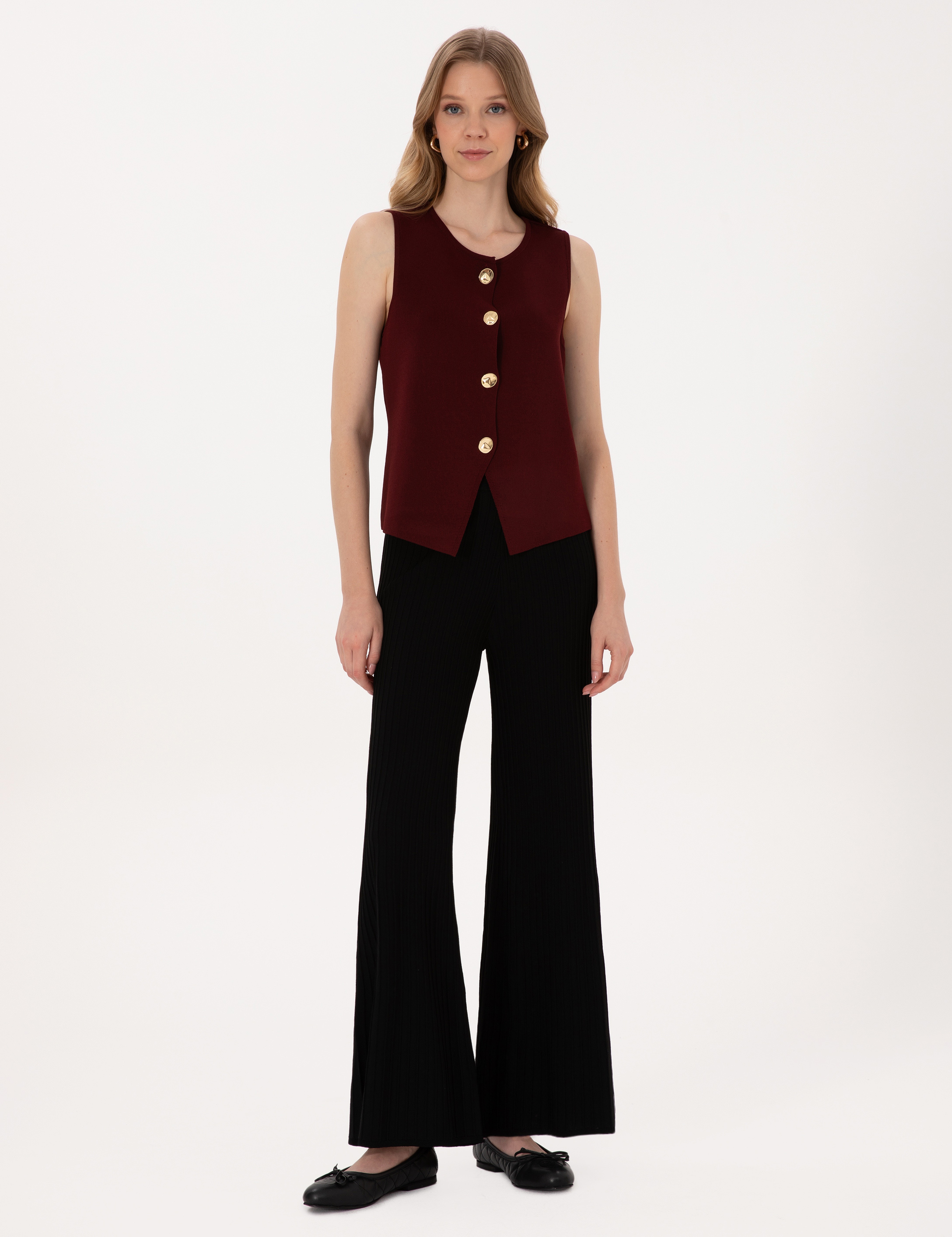 Siyah Loose Fit Triko Pantolon - Image 1